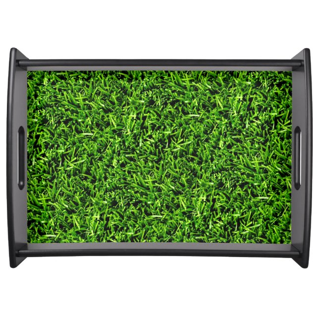   Realistic Grass Photo Texture Funny Bright Green Serving Tray (Front)