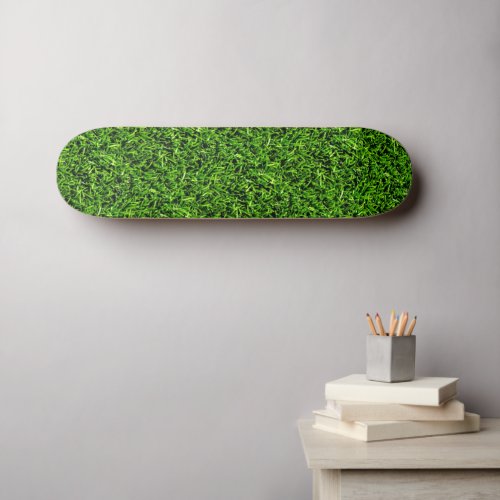   Realistic Grass Photo Texture Funny Bright Green Skateboard