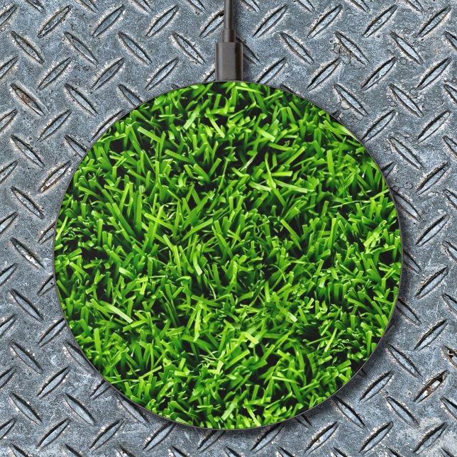   Realistic Grass Photo Texture Funny Bright Green Wireless Charger (Creator Uploaded)