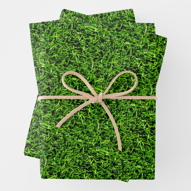   Realistic Grass Photo Texture Funny Bright Green Wrapping Paper Sheets (In situ)