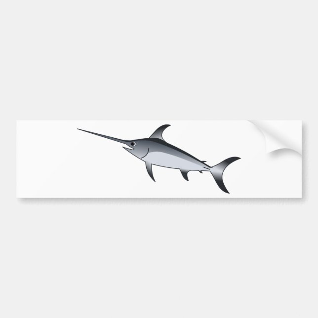 Realistic Gray/Grey Swordfish Bumper Sticker (Front)