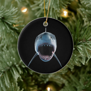 realistic great white shark Attack for lovers Ceramic Ornament