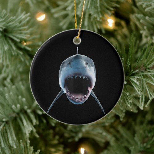realistic great white shark Attack for lovers  Ceramic Ornament