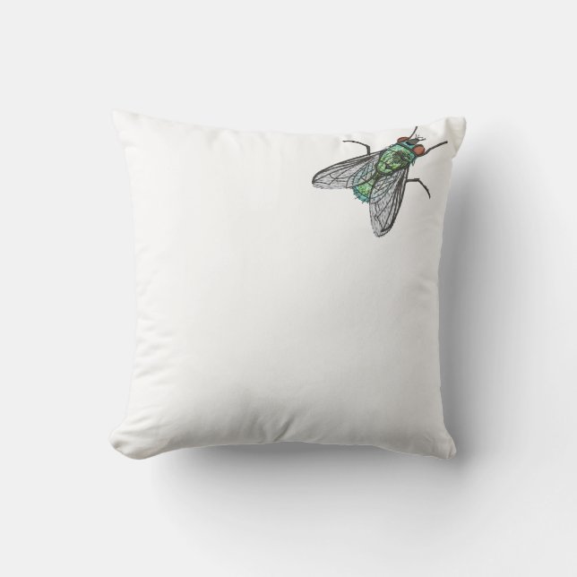 Realistic Green Bottle house Fly    Throw Pillow (Front)