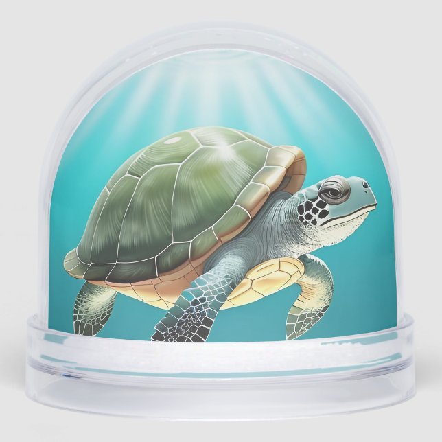 Realistic Green Turtle Snow Globe (Front)