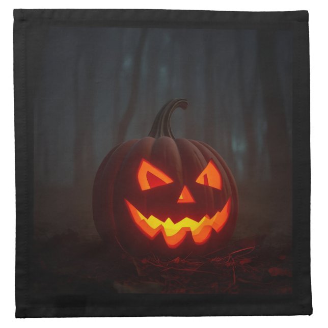 Realistic Halloween Pumpkin Glow Napkin (Front)