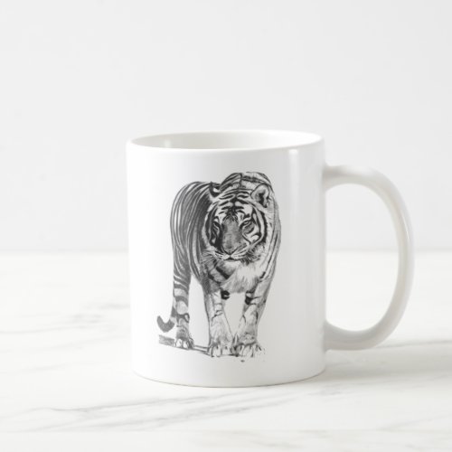 Realistic Hand Drawn Bengal Tiger with Shading Coffee Mug