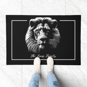 Realistic hand drawn lion Head Custom  Doormat