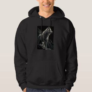 Realistic Hand Drawn White Wolf Realistic Animal W Hoodie