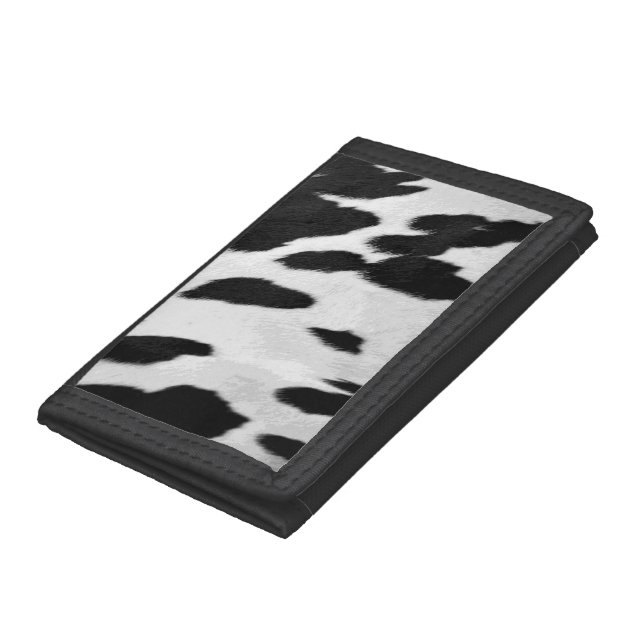 Realistic Holstein Spotted Cow Hide Look Tri-fold Wallet (Bottom)