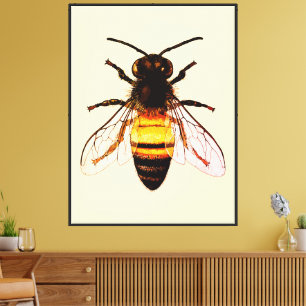 Realistic Honey Bee Art Illustration Canvas Print