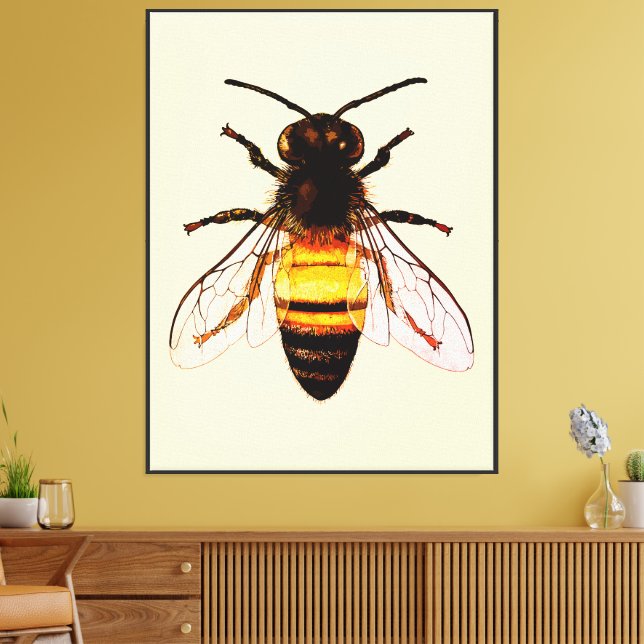 Realistic Honey Bee Art Illustration Canvas Print (Insitu(LivingRoom))