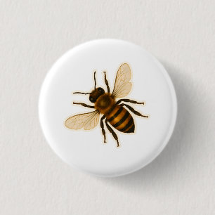Realistic Honey Bee Design Button