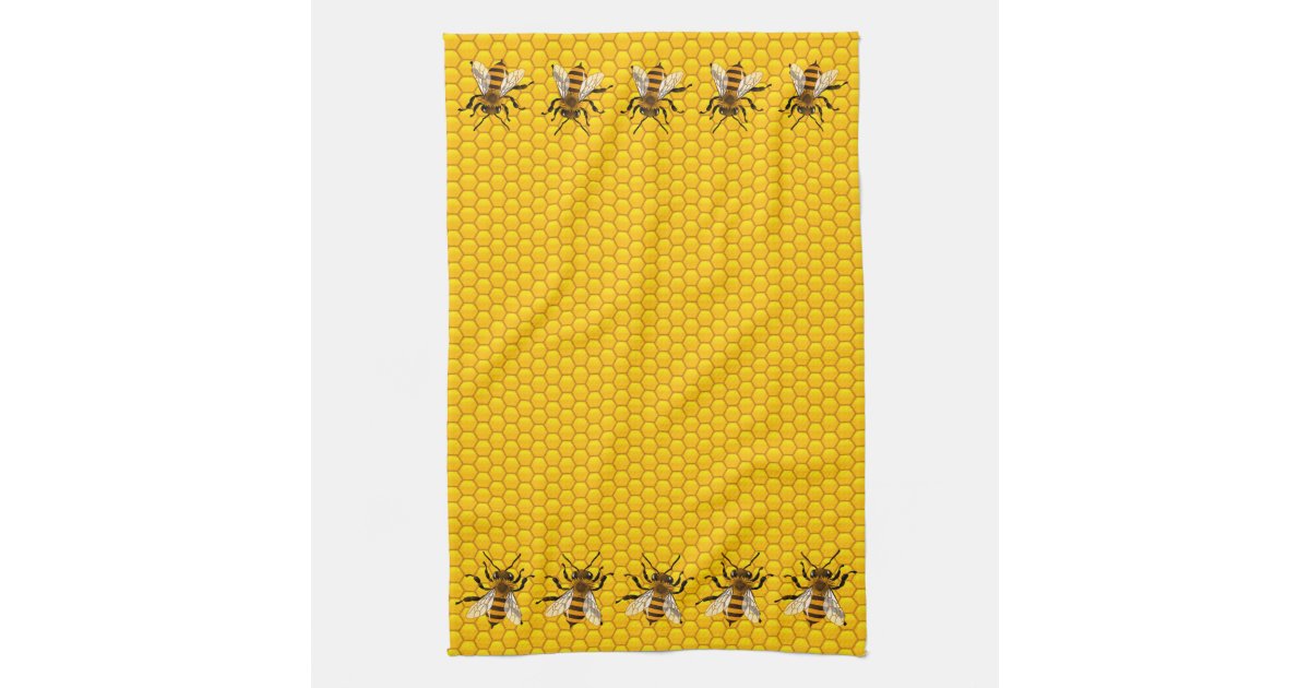 Realistic Honey Bees on Kitchen Towel Zazzle