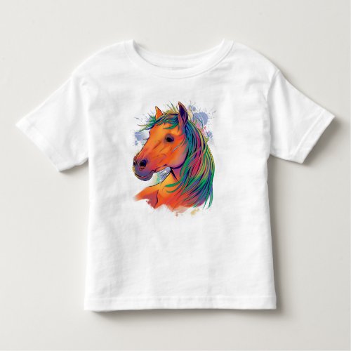 realistic horse illustration in watercolor style toddler t_shirt