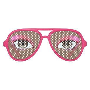 Realistic Human Eyes With Pink Eyeshadow Lifelike  Aviator Sunglasses