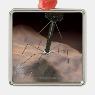 Realistic Illustration of bacteriophage Metal Ornament