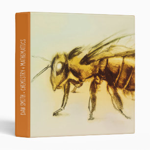 Realistic Insect Sketch, Yellow Hornet, Bee, Wasp 3 Ring Binder