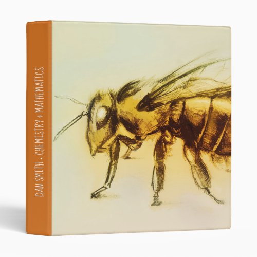 Realistic Insect Sketch Yellow Hornet Bee Wasp 3 Ring Binder
