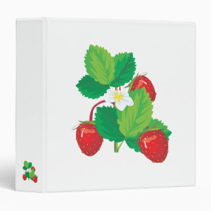 realistic juicy strawberries 3 ring binder