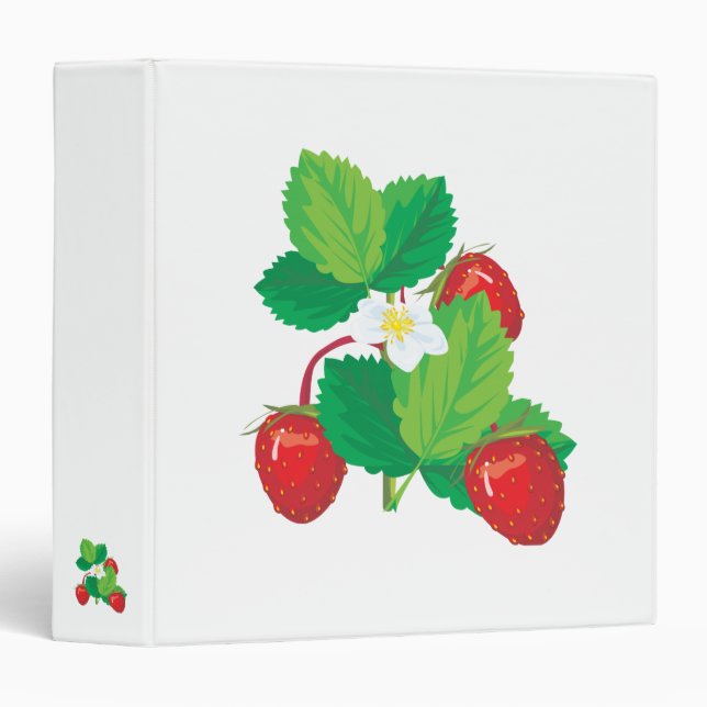 realistic juicy strawberries 3 ring binder (Front/Spine)
