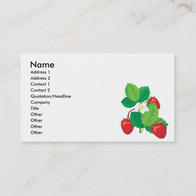 realistic juicy strawberries business card (Front)