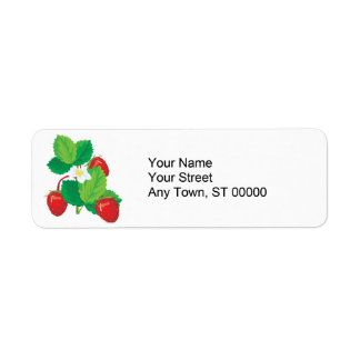 realistic juicy strawberries label