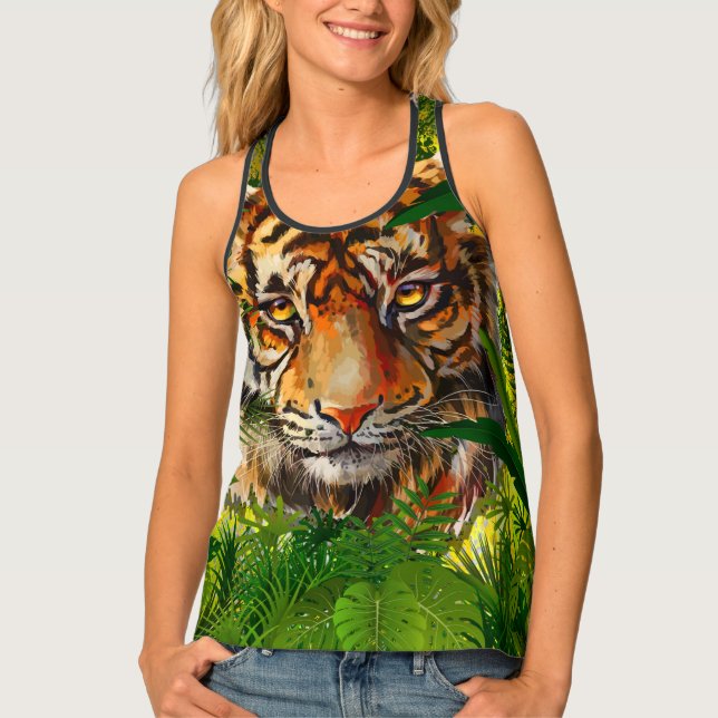 Realistic Jungle Tiger Tank Top (Front)