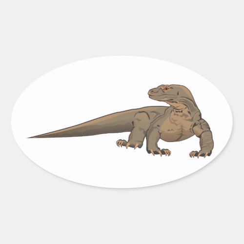 Realistic Komodo DragonMonitor Lizard Oval Sticker