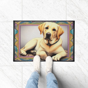 Realistic Labrador Retriever Dog Colorful Border Doormat