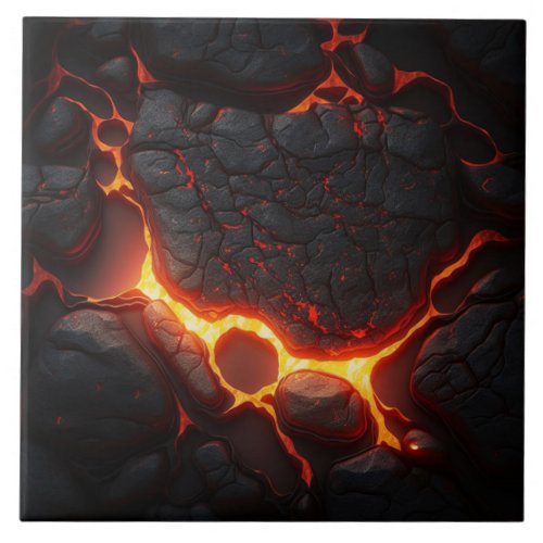 Realistic Lava Stone Ceramic Tile Fire lava