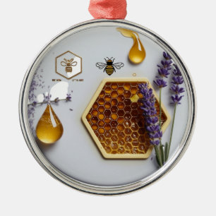 Realistic Lavender Honeycomb Bee Natural Premium Metal Ornament
