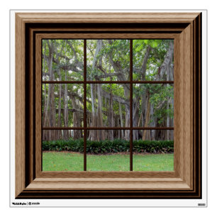 Realistic Lawn Trees Fake Window Scene Mural Wall Sticker