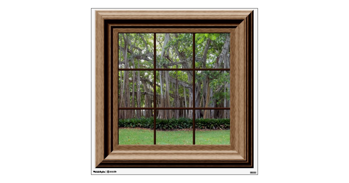 Realistic Lawn Trees Fake Window Scene Mural Wall Sticker Fake Window Scene Mural Wall Sticker