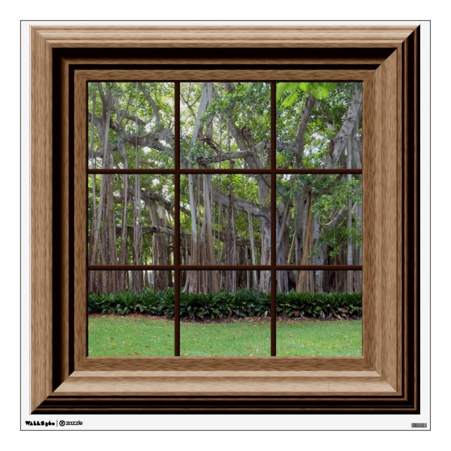 Realistic Lawn Trees Fake Window Scene Mural Wall Sticker (Front)