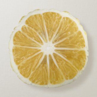 Realistic Lemon Slice Round Accent Throw Pillow