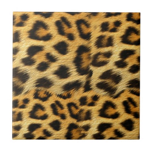 Realistic leopard fur print accessories _ trendy ceramic tile