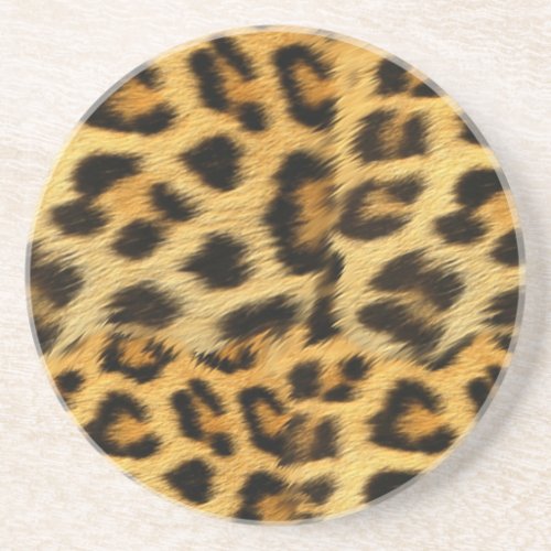 Realistic leopard fur print accessories _ trendy drink coaster