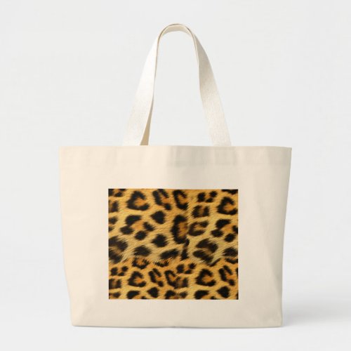 Realistic leopard fur print accessories _ trendy large tote bag