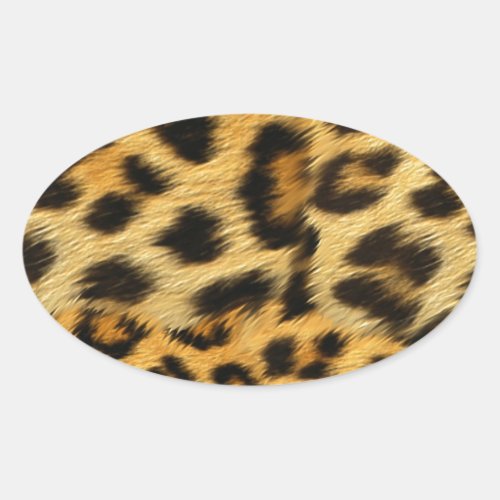 Realistic leopard fur print accessories _ trendy oval sticker