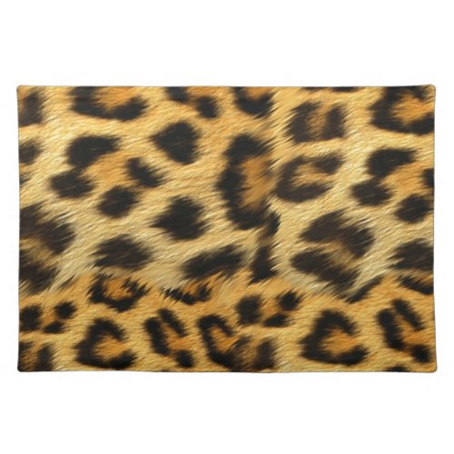 Realistic leopard fur print accessories _ trendy placemat