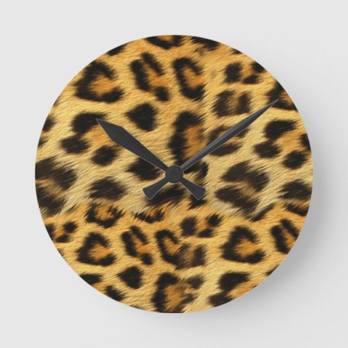 Realistic leopard fur print accessories _ trendy round clock