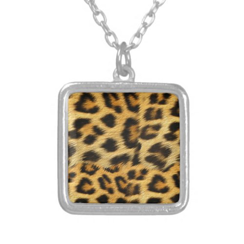 Realistic leopard fur print accessories _ trendy silver plated necklace