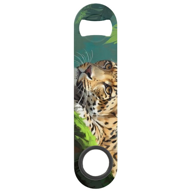 Realistic Leopard in Jungle Animal Art Bar Key (Front)