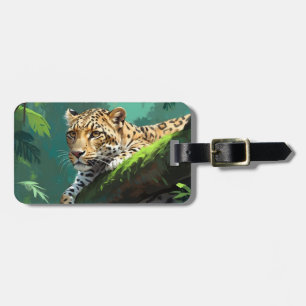Realistic Leopard in Jungle Animal Art Luggage Tag