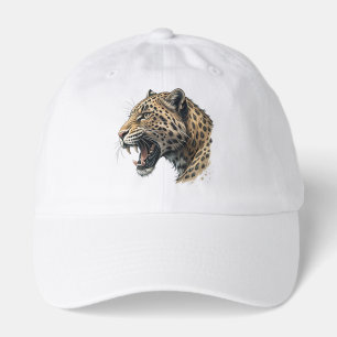 Realistic Leopard Portrait Embroidered Style Baseb Hat