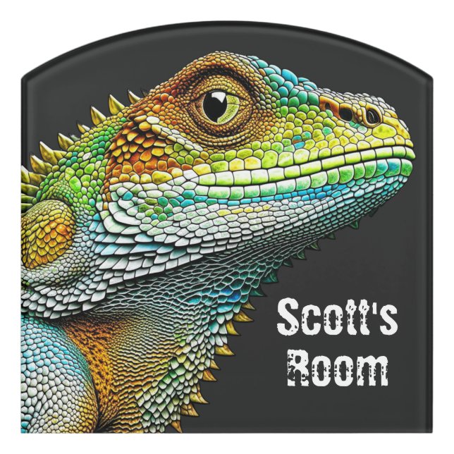 Realistic Lizard Iguana Personalized Door Sign (Contour Front)