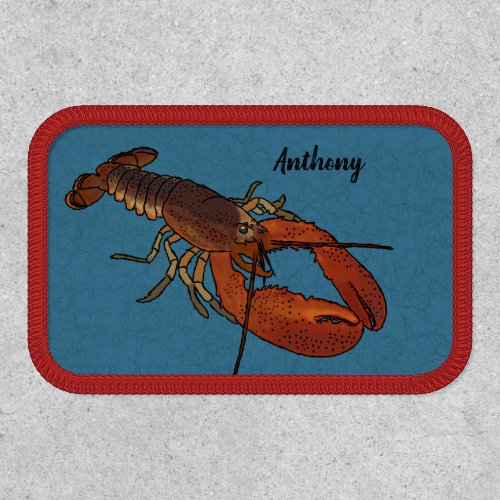 Realistic Lobster Graphic on Blue Personalized Patch