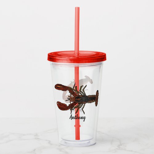 Realistic Lobster Graphics Personalized Acrylic Tumbler