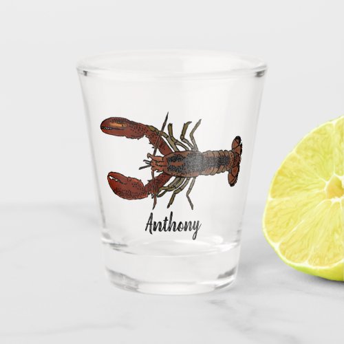 Realistic Lobster Illustration Personalized Shot Glass